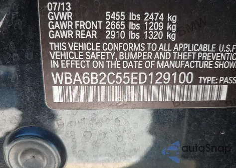 2014 BMW 650I Gran Coupe из США, поврежденный, VIN WBA6B2C55ED129100